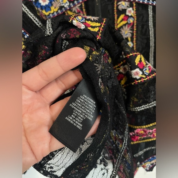 Alice + Olivia Larue Embroidered Slit-Sleeve Tip size XS - Picture 10 of 12